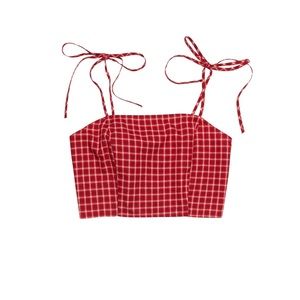 Kendal&kylie tie strap plaid tank